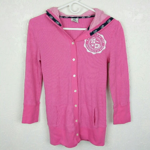 PINK Victoria's Secret Tops - 3/$18 Pink waffle weave button down hoodie